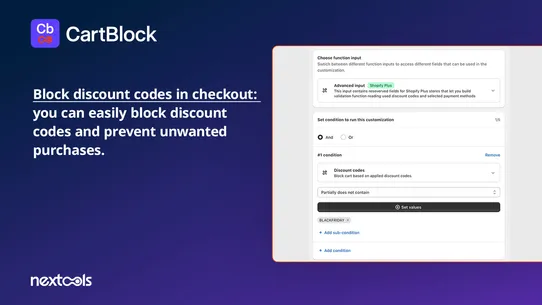 Cart Block: checkout validator screenshot