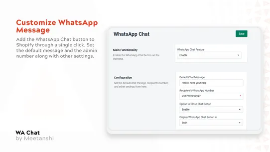 Meetanshi WA Chat Button screenshot