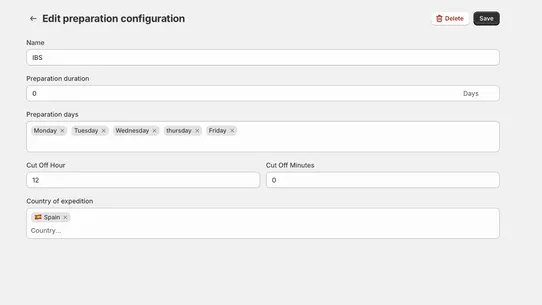 Shipping Time screenshot