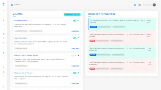 Exatom Checkout Analytics screenshot