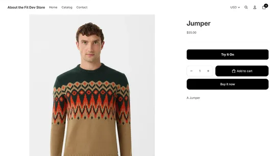 About the Fit, AI Try‑on screenshot