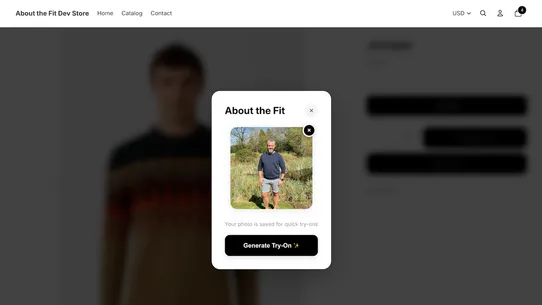 About the Fit, AI Try‑on screenshot