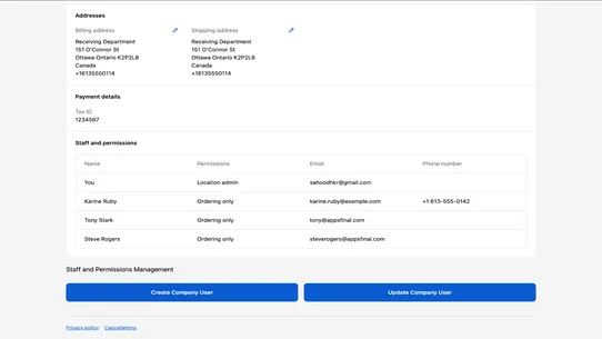 F: B2B Self Serve Portal screenshot