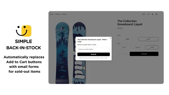 Simple Back‑in‑stock screenshot