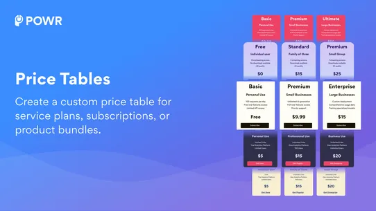 POWR: Pricing Table Comparison screenshot