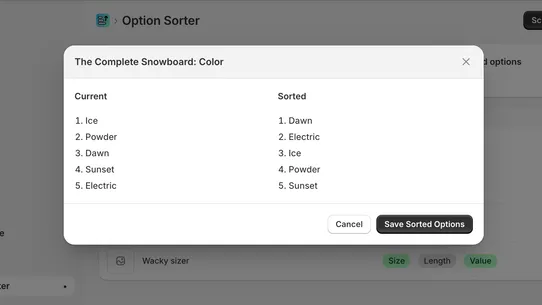 Natural Option Sorter screenshot