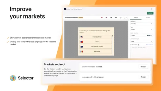 Selector—Geolocation &amp; Markets screenshot