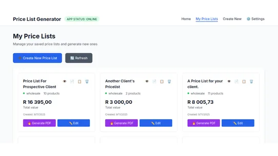 Estollo’s Price List Generator screenshot