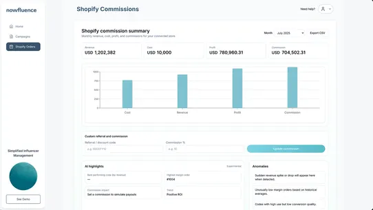 nowfluence Analytics screenshot