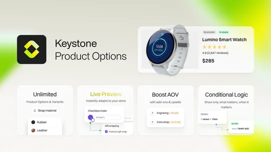 Key Product Options, Variants screenshot