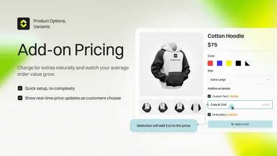 Key Product Options, Variants screenshot