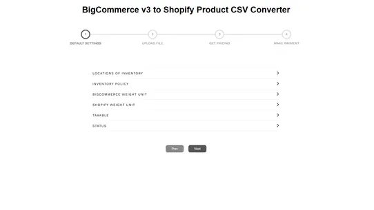 Vostari Converter: BigCommerce screenshot
