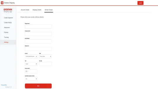 Aramex ‑ shipping app screenshot