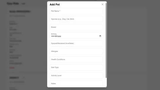 VitalityNode Pet Profiles screenshot