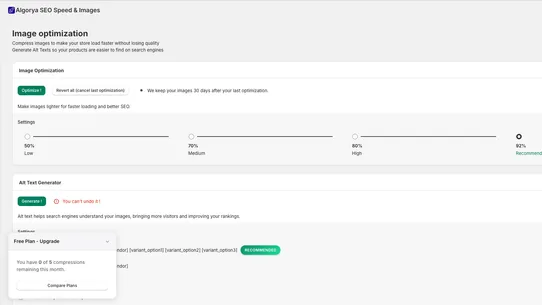 Algorya SEO LLMO Speed &amp; Image screenshot