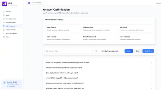 Uttik ‑ FAQ AI Answer Engine screenshot