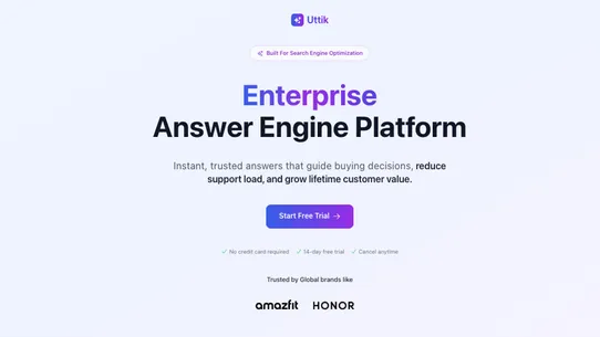 Uttik ‑ FAQ AI Answer Engine screenshot