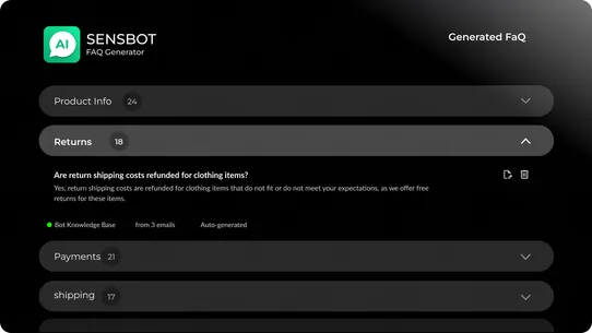 Sensbot AI FAQ Generator screenshot