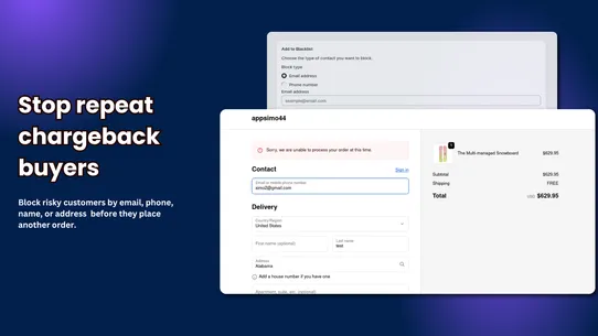 Chargeback Blacklist screenshot