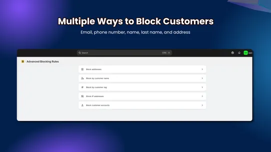 Chargeback Blacklist screenshot