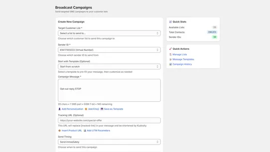 Kudosity SMS Messaging screenshot