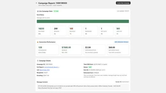 Kudosity SMS Messaging screenshot