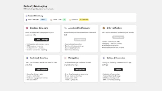 Kudosity SMS Messaging screenshot