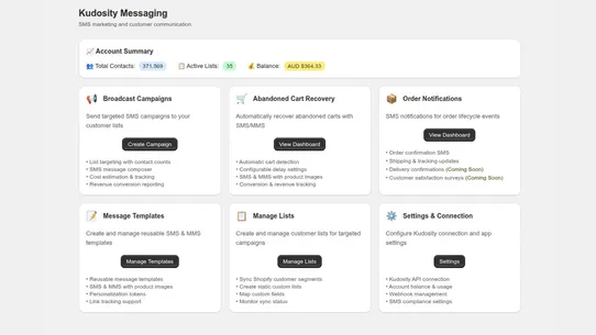 Kudosity SMS Messaging screenshot