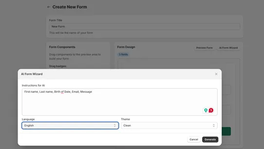 ORX ‑ AI Form Builder screenshot