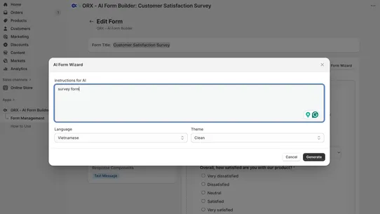 ORX ‑ AI Form Builder screenshot