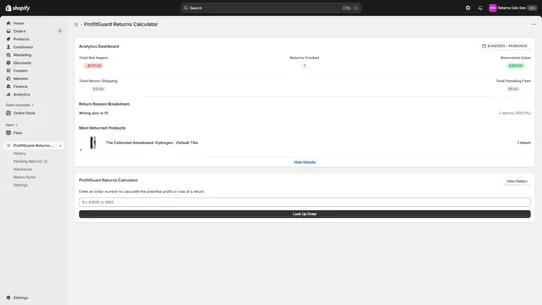 ProfitGuard Returns Calculator screenshot