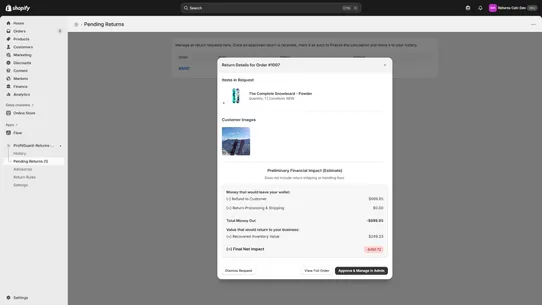 ProfitGuard Returns Calculator screenshot