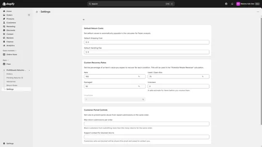 ProfitGuard Returns Calculator screenshot