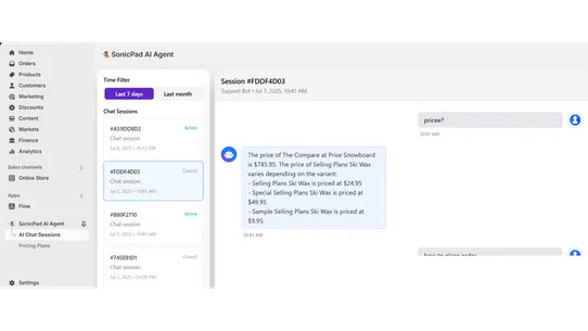 SonicPad Customer AI Agent screenshot