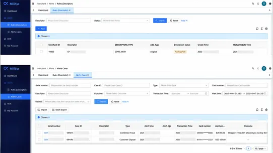 MiiiSys ‑ Chargeback Alerts screenshot