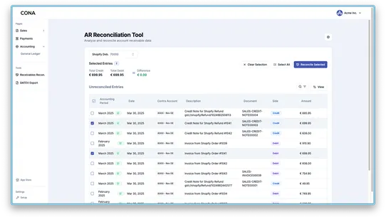 CONA | Reconcile your revenues screenshot
