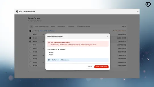 Bulk Delete Orders screenshot