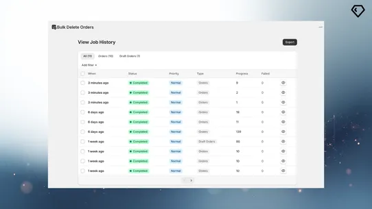 Bulk Delete Orders screenshot