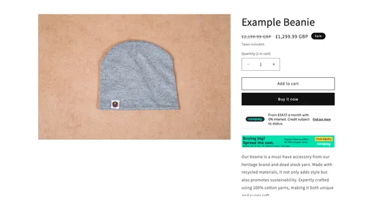 Newpay promote finance on‑site screenshot