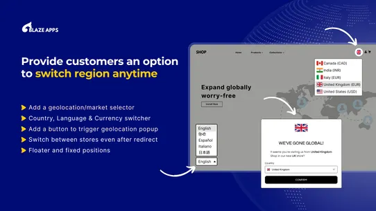 Geolocation Redirect Blaze screenshot