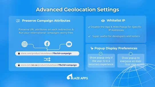 Geolocation Redirects Blaze screenshot