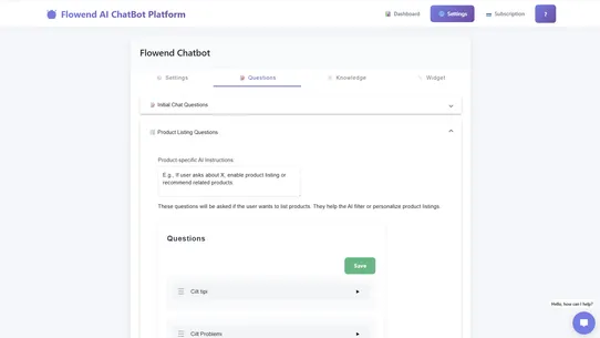 Flowend AI Chatbot screenshot