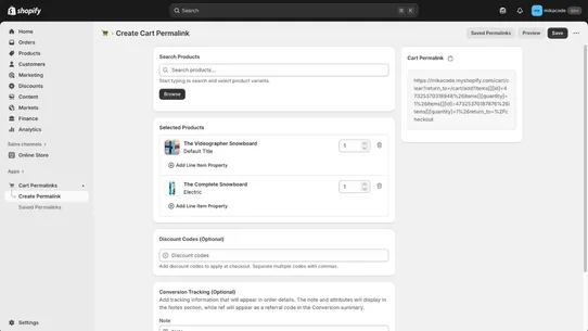 Mika: Cart Permalinks screenshot