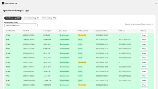 SVZ FULFILLMENT CONNECTOR screenshot