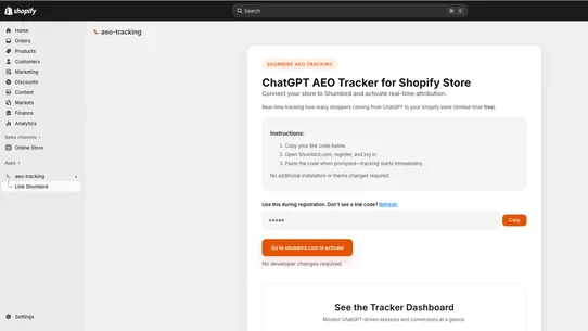 Shumbird ‑ AI traffic tracking screenshot