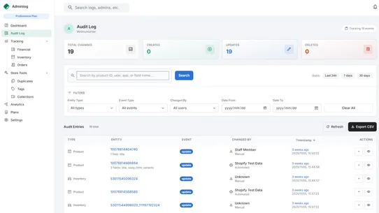 Adminlog ‑ Audit Trail screenshot