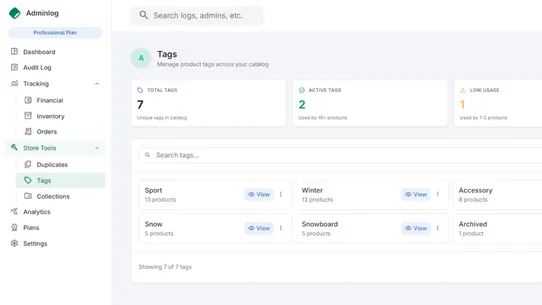 Adminlog ‑ Audit Trail screenshot