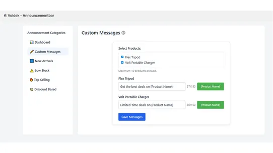Voidek ‑ Announcementbar screenshot