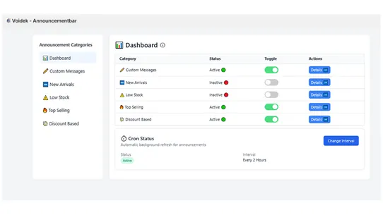 Voidek ‑ Announcementbar screenshot