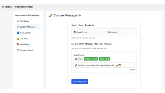 Voidek ‑ Announcementbar screenshot